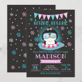 Winter zwembad party verjaardagsuitnodiging / Peng Kaart (Voorkant / Achterkant)