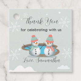 Winter zwembad verjaardagsfeestje bedankjes labels