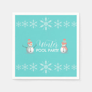 Winter zwembad verjaardagsfeestje servet