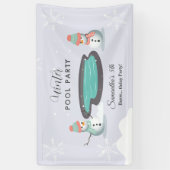 Winter zwembad verjaardagsfeestje spandoek (Verticaal)