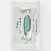 Winter zwembad verjaardagsfeestje spandoek (Verticaal)