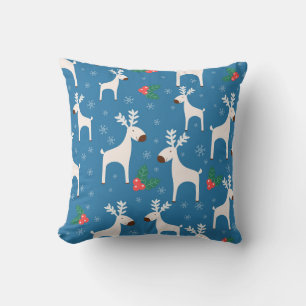 Winterachtergrond met deers (naadloos patroon) en kussen