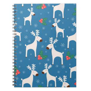 Winterachtergrond met deers (naadloos patroon) en notitieboek