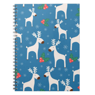 Winterachtergrond met deers (naadloos patroon) en notitieboek