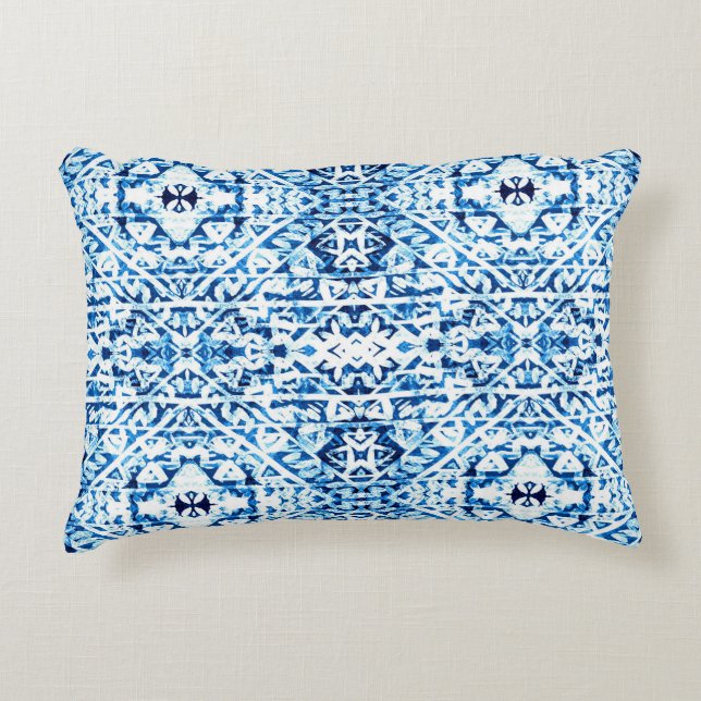 Winterachtergrond. Waterverf handgeschilderd blauw Accent Kussen (Voorkant)