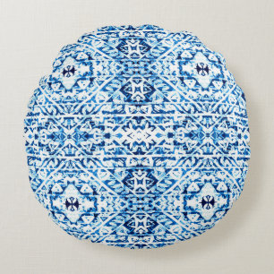 Winterachtergrond. Waterverf handgeschilderd blauw Rond Kussen