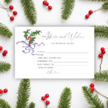 Winteradvies en wenst stationaire vrijgezellenfees briefpapier<br><div class="desc">Elegant winter Vrijgezellenfeest. Waterverf kerst Holly tak versierd met paarse lint. Winterholy tak. Een tak van kussen. Overeenkomende objecten beschikbaar.</div>