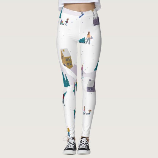 Winteralpen feestdagen: actieve mensen naadloos leggings (Voorkant)