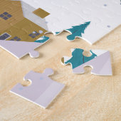 Winteralpen feestdagen: actieve mensen naadloos legpuzzel (Zijkant)