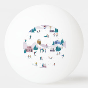 Winteralpen feestdagen: actieve mensen naadloos pingpongbal