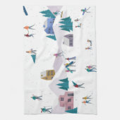 Winteralpen feestdagen: actieve mensen naadloos theedoek (Verticaal)