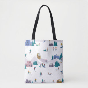 Winteralpen feestdagen: actieve mensen naadloos tote bag
