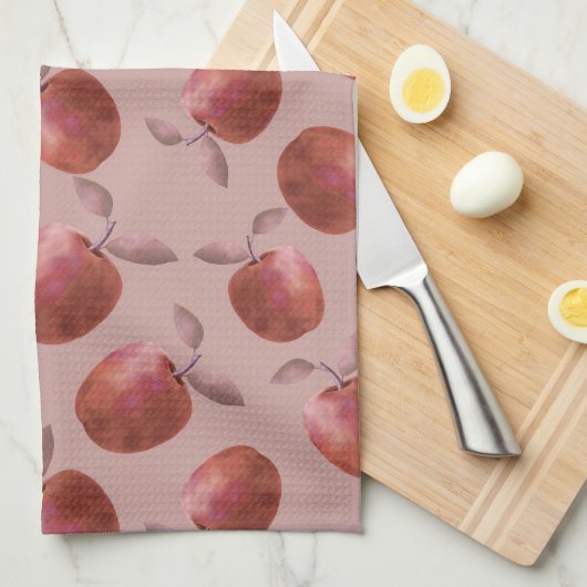Winterappels dempen rode tinten theedoek (Quarter Fold)