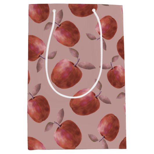 Winterappels gedempte rode tinten medium cadeauzakje (Voorkant)