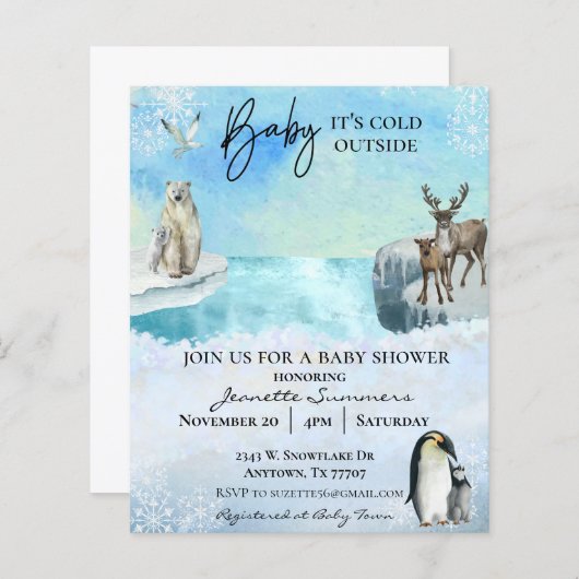 WinterArctic Animal Baby Het is koude buitenkant S (Voorkant / Achterkant)