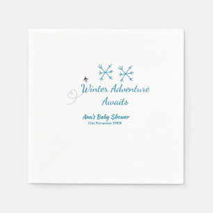 Winteravontuur wacht baby shower blauwe sneeuwvlok servet