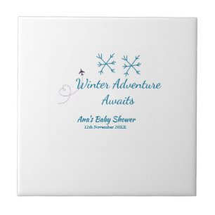 Winteravontuur wacht baby shower blauwe sneeuwvlok tegeltje