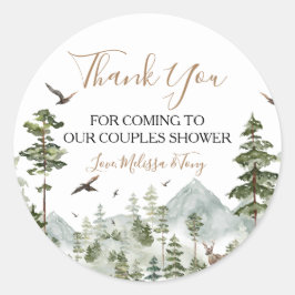 Winteravontuur wacht op koppel Shower Bedankt Ronde Sticker