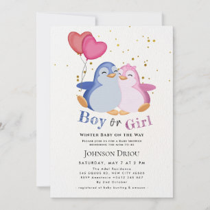 Winterbaby op komst Winter Pinguïn Baby Shower Kaart