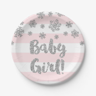 WinterBaby shower Bord Roze stroop Zilver