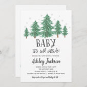 winterBaby shower Greenery Bossen Kaart (Voorkant / Achterkant)