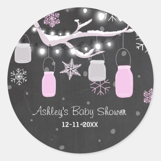 WinterBaby shower Koud buiten potroze sticker (Voorkant)