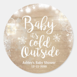 WinterBaby shower Koud buiten sticker Rustic