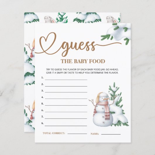 WinterBaby shower raad de Baby voedselkampen (Voorkant / Achterkant)