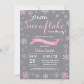 WinterBaby shower Roze witte en grijze sneeuwvlok Kaart (Voorkant)