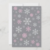 WinterBaby shower Roze witte en grijze sneeuwvlok Kaart (Achterkant)