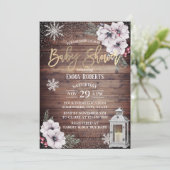 WinterBaby shower Rustic Lantern Snowflakes Kaart (Staand voorkant)