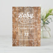 WinterBaby shower Rustische sneeuwvlokken op hout Kaart (Staand voorkant)