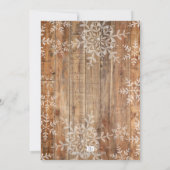 WinterBaby shower Rustische sneeuwvlokken op hout Kaart (Achterkant)