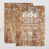 WinterBaby shower Rustische sneeuwvlokken op hout Kaart (Voorkant / Achterkant)