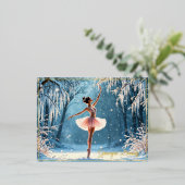 Winterballet ijsdans ijzig bos uitzicht folie uitnodiging briefkaart (Staand Voorkant)