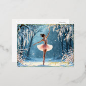 Winterballet ijsdans ijzig bos uitzicht folie uitnodiging briefkaart (Voorkant / Achterkant)