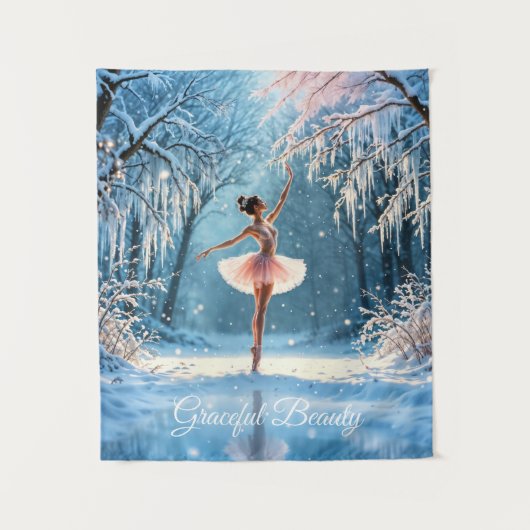 Winterballet ijsdans ijzig bos uitzicht wandkleed (Voorkant)