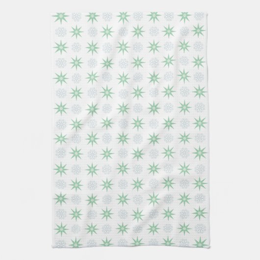 Winterbanden en sneeuwvlokken wit theedoek (Verticaal)