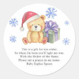 Winterbeer babyshower - Gebedskaarslabel Ronde Sticker