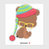 WinterBeer, Beer van hak, Beer met bril, Pet Sticker (Vel)