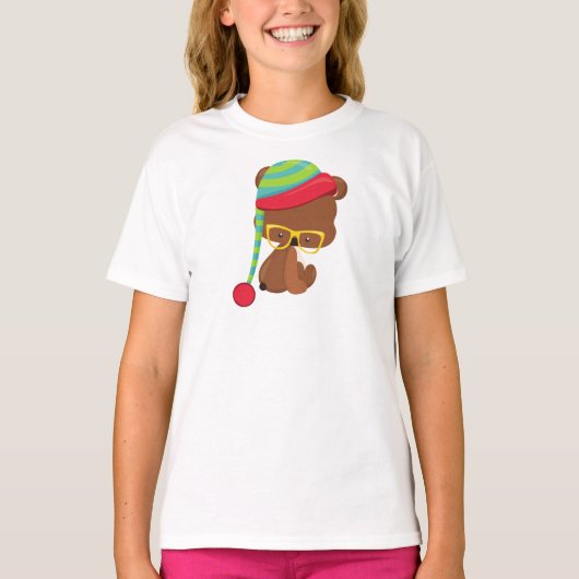 WinterBeer, Beer van hak, Beer met bril, Pet T-shirt (Voorkant)