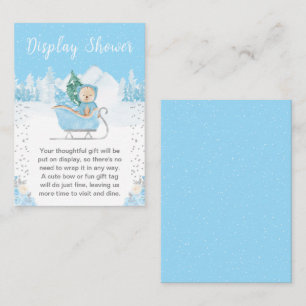 Winterbeer Blauwe slee-arrangement shower Informatiekaartje