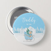 Winterbeer Blauwe slee Papa wordt Ronde Button 7,6 Cm (Voorkant /achterkant)