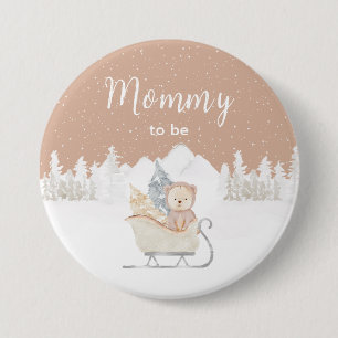 Winterbeer Bruine slee Aanstaande moeder Ronde Button 7,6 Cm