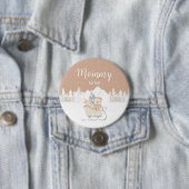 Winterbeer Bruine slee Aanstaande moeder Ronde Button 7,6 Cm (In situ)