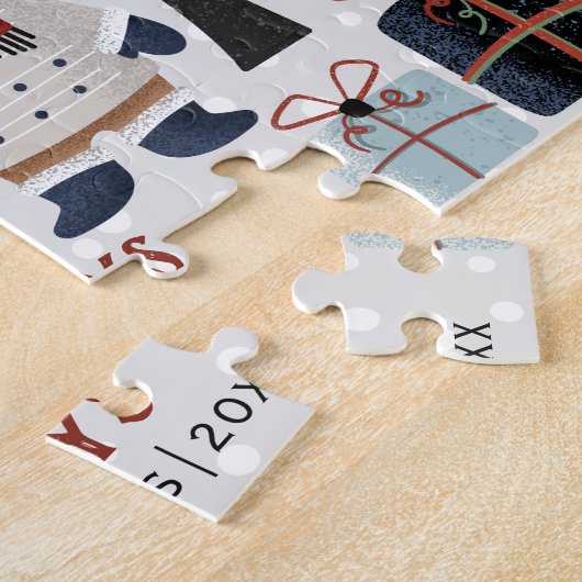 Winterbeer en bomen Prettige feestdagen Kerstmis Legpuzzel (Zijkant)