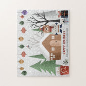Winterbeer en bomen Prettige feestdagen Kerstmis Legpuzzel (Verticaal)