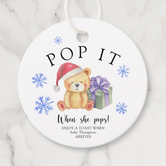 Winterbeer met kerstcadeau - Pop het! Bedankjes Labels (Voorkant)
