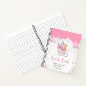 Winterbeer Roze Slede Baby Shower Gastboek Notitieboek (Binnen)