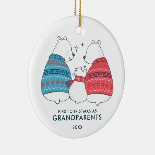 WinterBeren - Eerste Kerstdagen gepersonaliseerd a Keramisch Ornament (Rechts)